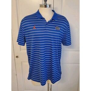 Florida Gators Air Jordan On Field Polo Mens XL Dri Fit Blue Striped Team Issued